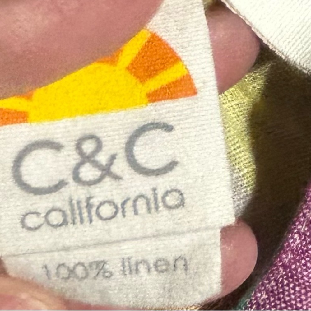 C&C California Rainbow‎ Stripe Linen Halter Dress Boho Beach Festival Summer S - Picture 8 of 10